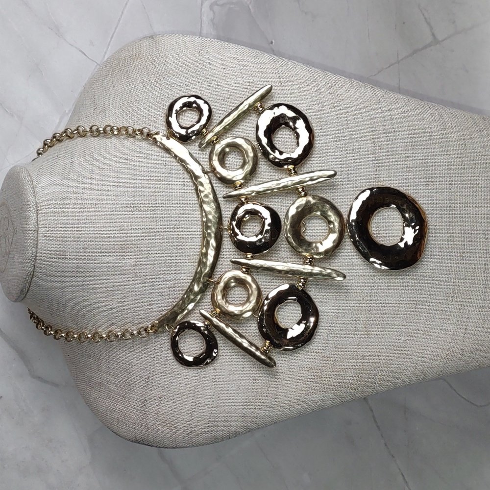 Chico's Hammered Goldtone Collar Necklace